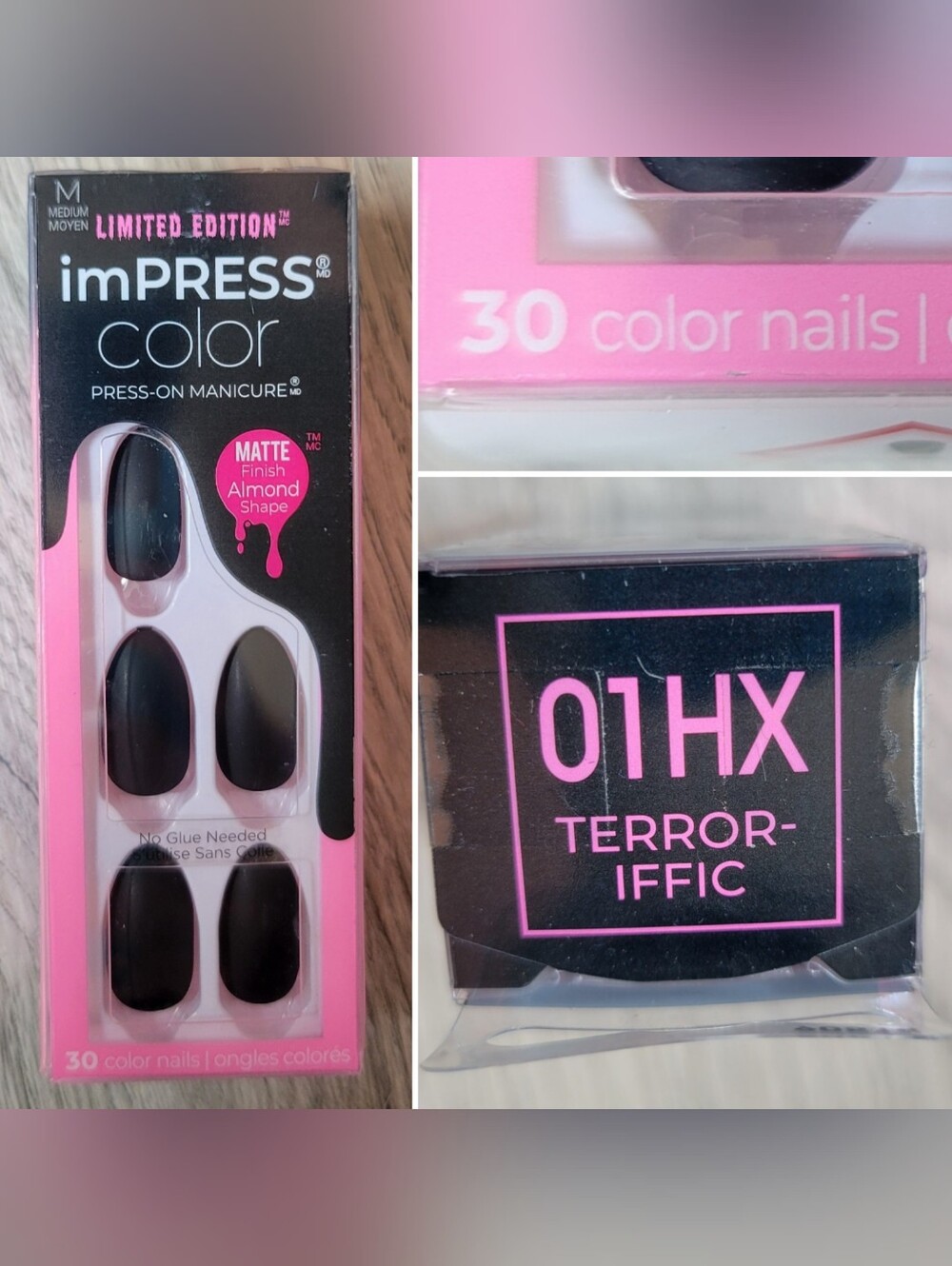 Kiss Impress Color "Terror-ific" Matte Almond Shape Press-On Nails Medium Length